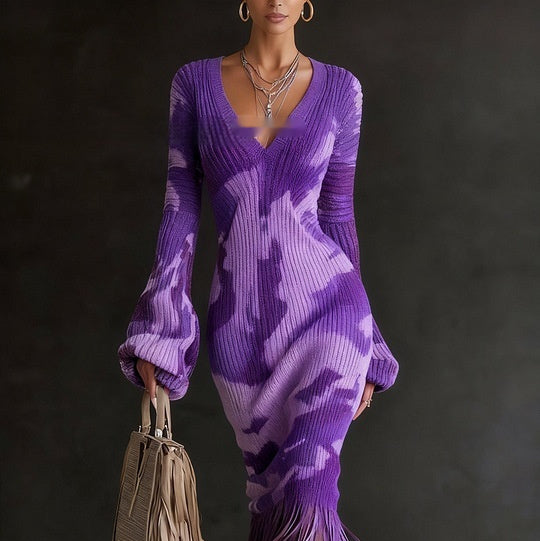 Damen Wollkleid – Vintage Print | Weich, Bequem & Figurbetont